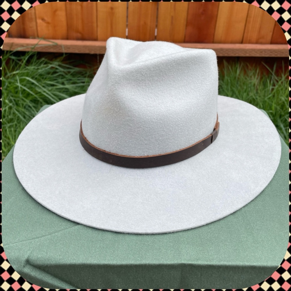 YELLOW 108 Dylan Unisex Bone Gray Wool Water Repellent Fedora Hat Size Medium